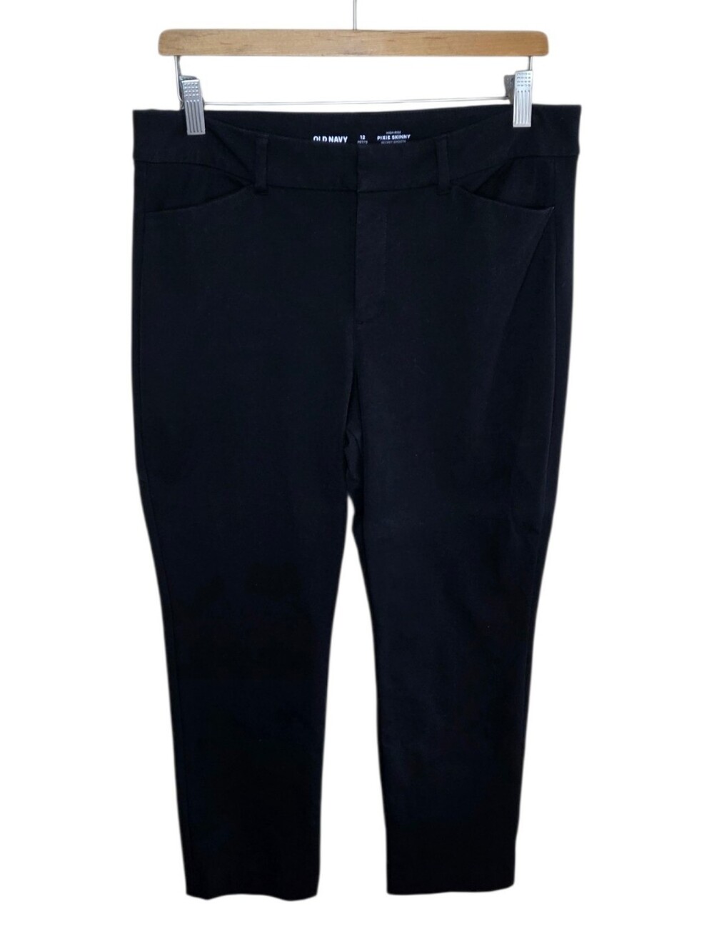 Old Navy Petite Black High Rise Pixie Skinny Pants Size 12P Casual Basic Classic